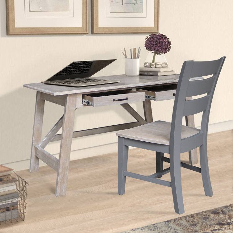 Gracie Oaks Hendel Solid Wood Desk and Chair Set Wayfair Canada